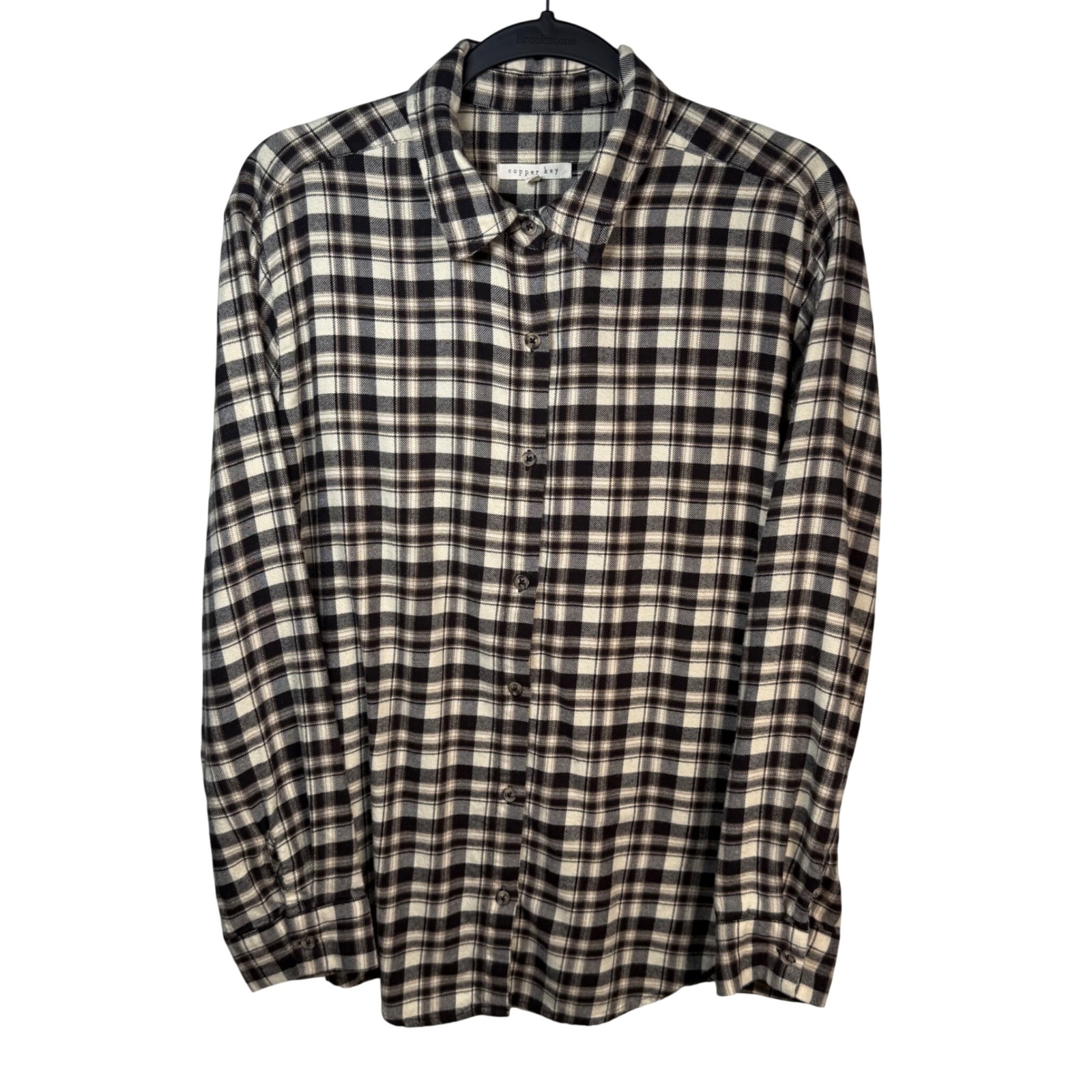 Copper Key Super Soft Plaid Button Down W Shirt M Cotton Blend Grunge Cabincore